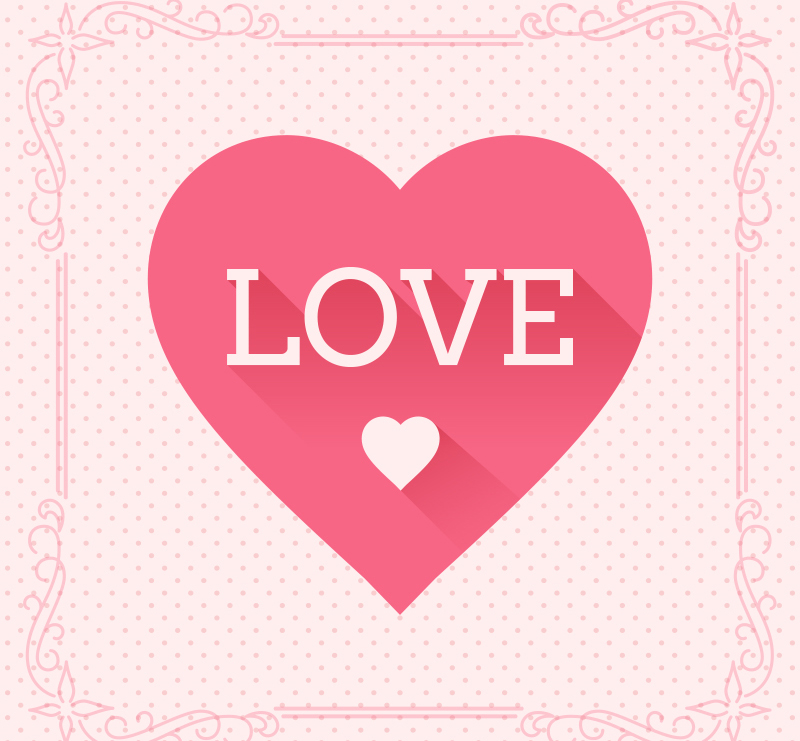 Delicate pink love greeting cards vector material

