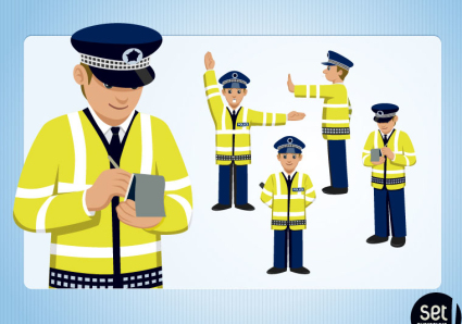 5 police cartoon design vector material
