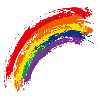 Watercolor graffiti rainbow vector material
