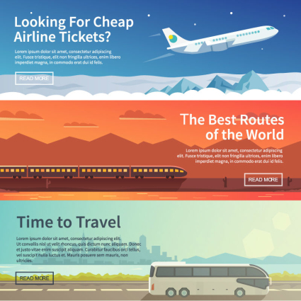 3 vacation banner vector material