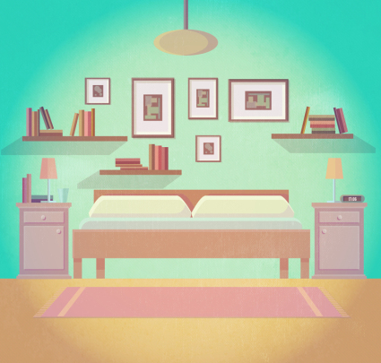 Blue-green hue bedroom