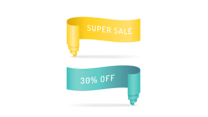 2 roll edge promotional ribbon vector material