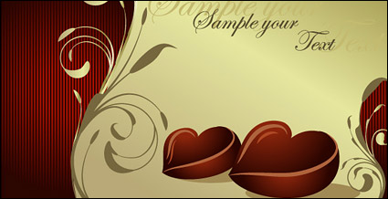 Chocolate heart-shaped pattern vector material