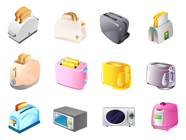 Toaster, microwave ovens, electric cookers vector