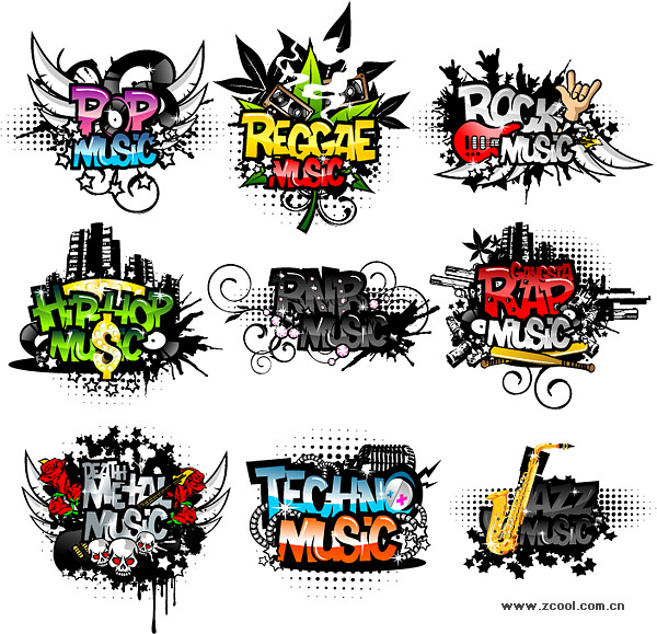 Plants, rock, gestures, skull Vector