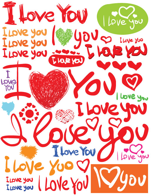 Valentine�� Day fonts Vector material hand-painted English