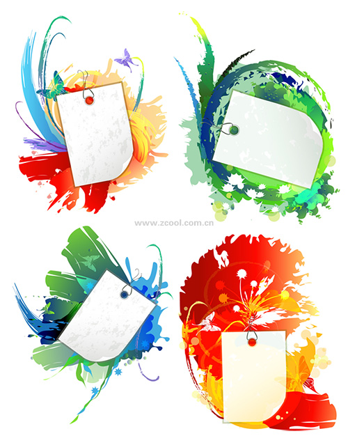 Ink background and blank cards vector material