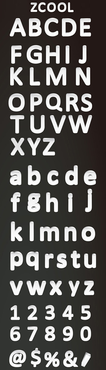 Letters and three-dimensional digital vector material