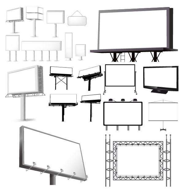 Variety of types of outdoor billboard template vector material