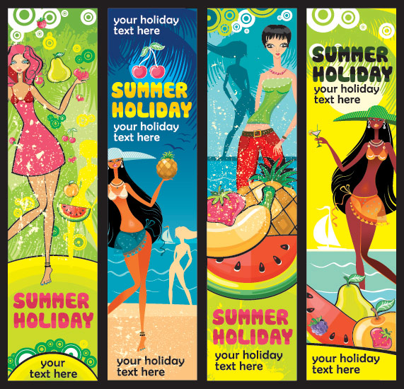 Summer fruit theme of women's banner vector material