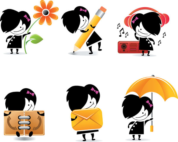Cute cartoon character icons - vector material