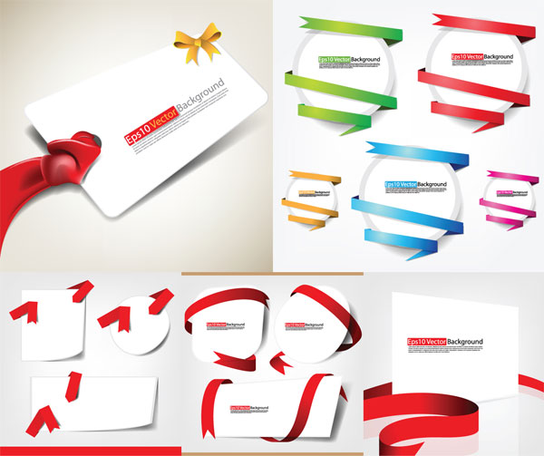 Ribbons and cards vector material