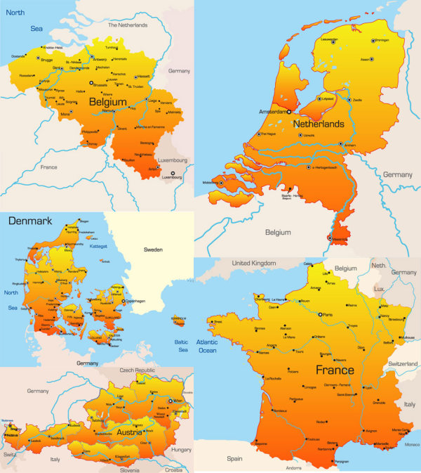 Europe geographical map 02-- vector material&nbsp;