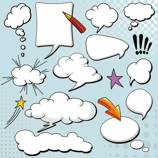 Cartoon-style mushroom cloud layer dialog 04-- vector material