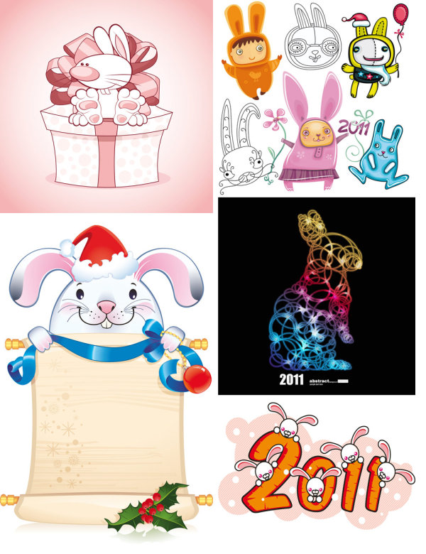 Cute cartoon rabbit - Vector