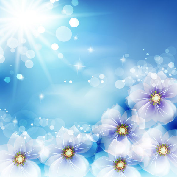 Fantasy flowers under the sun vector material