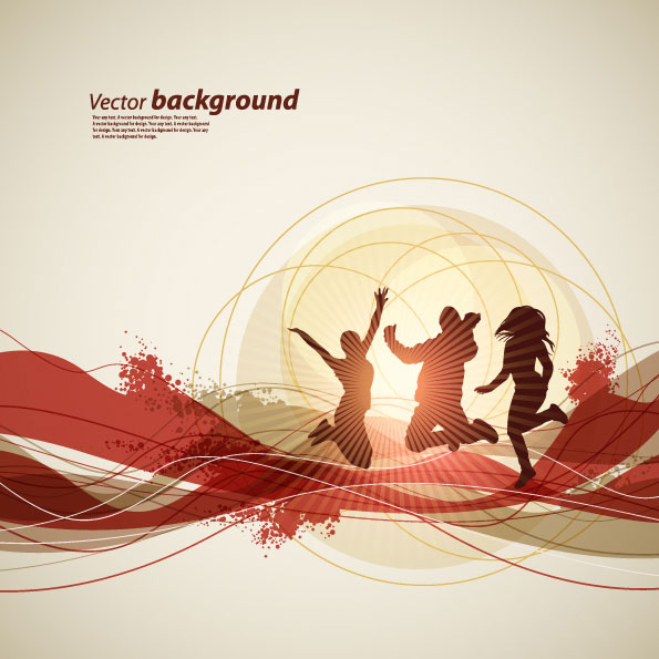 Dynamic trend of the flow line figure silhouette 05-- vector material
