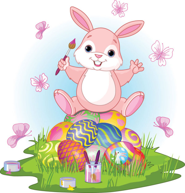 Cartoon rabbit and the egg 03 - vector