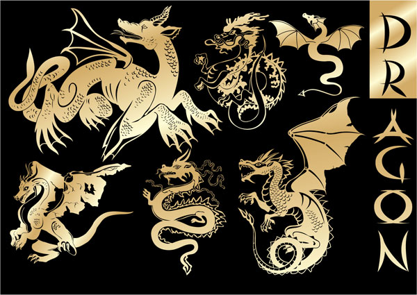Golden European trend of design elements vector material -2