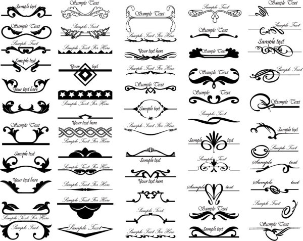 Black and white pattern border corner 02 - vector
