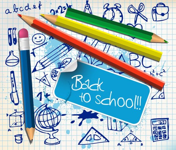 Stationery and hand-painted pattern - vector