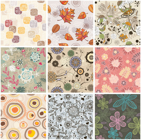 Exquisite hand-painted patterns 02-- vector material