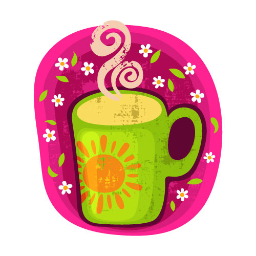 Cartoon coffee cup stickers 05 - vector material
