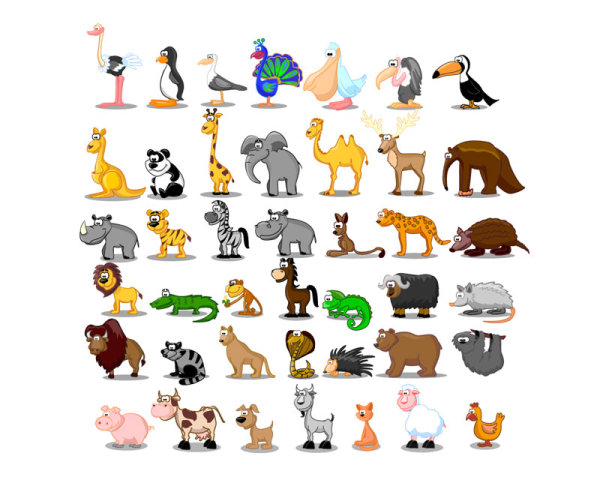 Cute cartoon animals 01 - vector material