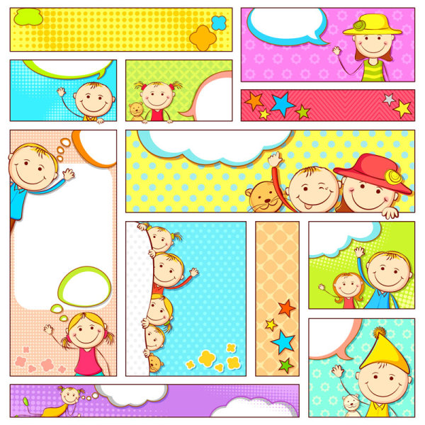 Cartoon illustration banner-vector material