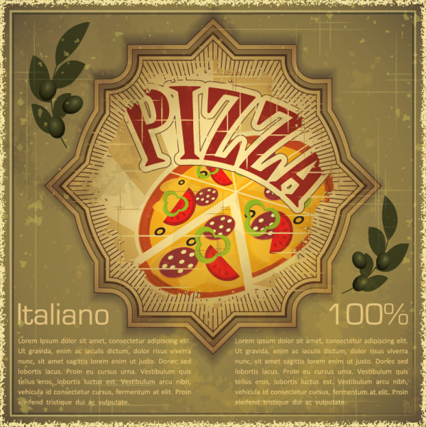 Retro pizza background - vector material