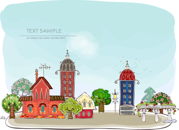Cartoon city element vector material -2