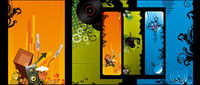 Music-shaped vertical banner theme vector material