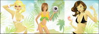 Foreign women swimwear vector material