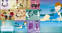 Series vector illustration of men and women of modern material-1