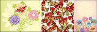 Moth and the lovely flowers vector material