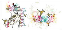 The theme of women and bird illustrator vector material