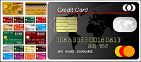 Multiple credit card template vector material