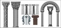 Number of European-style classical columns pattern vector material