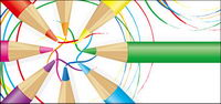 Color pencil and color line vector material