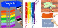 Paint brush and ink marks vector material