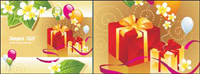 Balloon gift cards vector material leaves