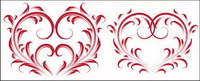 4 beautiful heart-shaped pattern vector material