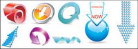 3D solid arrow icon vector material