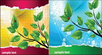 Leaf ladybug theme vector material