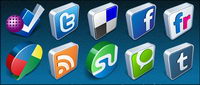10 3D models Web2.0 website icon (with AI format)
