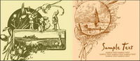 European Flower Vector Landscape Pen and Ink