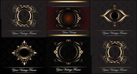 European gold border pattern vector material
