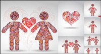 Circle pattern composed of love  vector material