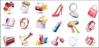 Cartoon style, red icon set - Vector