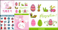 Cartoon rabbit and icons - vector